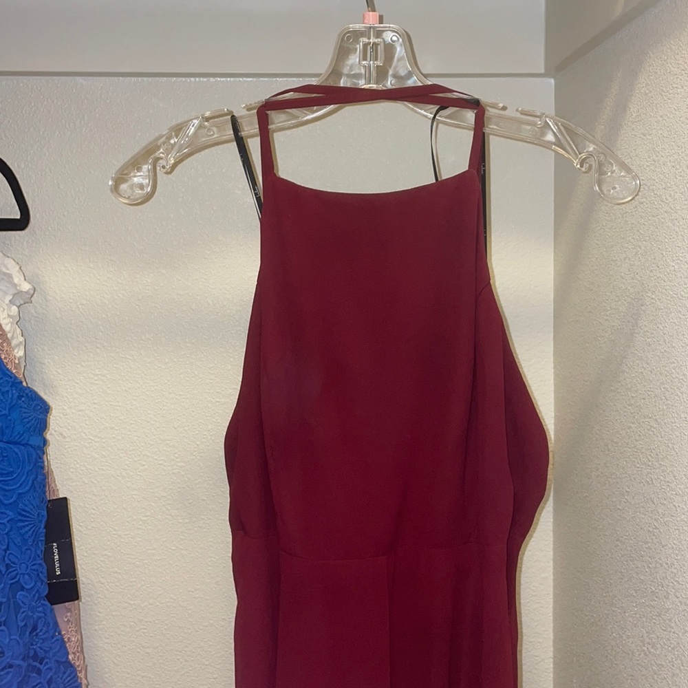 Lulus maroon long open back dress